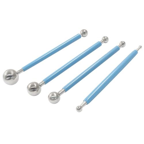 4Pcs Blue Ball Shaped Cake Dotting Tool - color: Blue