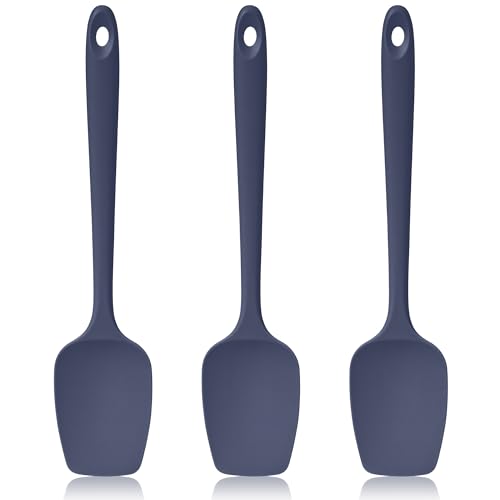 600ºF Heat Resistant Silicone Spoon Spatula Set of 3, Blue - color: (3) Midnight Blue, size: 3 Spoon Spatulas