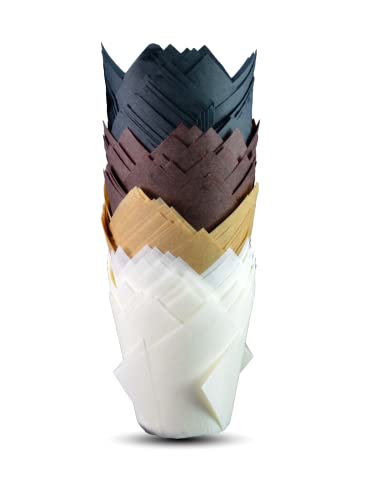 Coffee Set Tulip Baking Cups Cupcake Liners Muffin Liners Greaseproof Paper 200 - color: Coffee