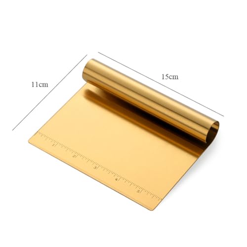 GSHLLO 2 Pcs Stainless Steel Dough Cutter with Measuring Scale Metal Bench Scrapers Food Pastry Scraper Choppers Multifunctional Flour Scraper Heavy Duty Baking Tools for Pizza Bread