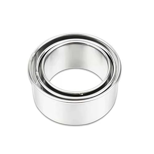 3-Pcs Round Cookie Cutter Set, Stainless Steel Biscuit Cutters