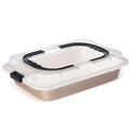 Qinyoung 1 Pcs Gold Cake Pan with Lid and Handle, 9 X 13 Inch - color: Gold