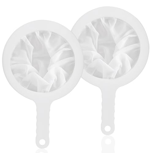 Uenhoy 2 Pcs Nylon Mesh Strainers 300 400 Kitchen Sieve With Handle White - size: 300 Mesh & 400 Mesh