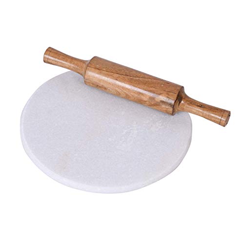 Chakla belan roti maker Pappad maker Phulka maker Pack of 2 Chakla 12 inch Wooden Belan making Roti chakla Belan set colour: (White)