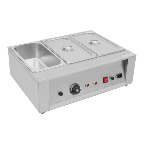 3 Tanks Commercial Chocolate Melting Machine 300W 26.46lbs Stainless Steel Electric Chocolate Tempering Machine Chocolate Warmer Melting Pot w/ 77-185°F Temp Control for Butter Cheese Cream - size: 3 Tanks, 300W