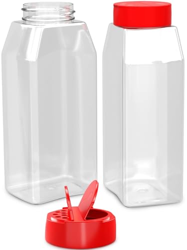 Reluen Large Seasoning Shaker 2 Pack, 32 Oz Red Lid Seasoning Containers - color: Red
