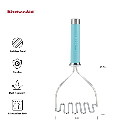 KitchenAid Gourmet Stainless Steel Wire Masher, 10.24-Inch, Aqua Sky - color: Aqua Sky, style: Gourmet Handle