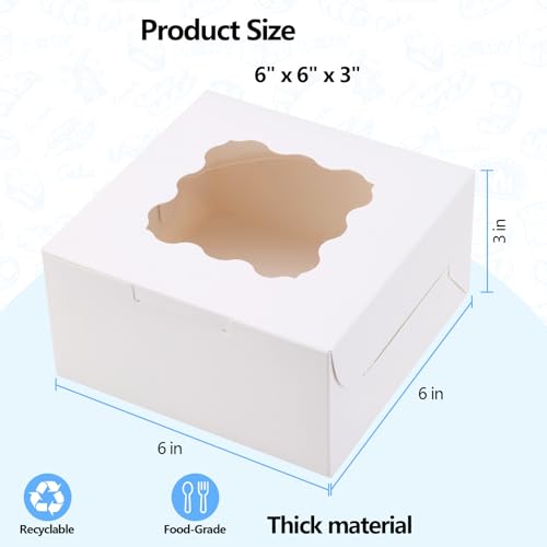 Cookie Boxes with Window, Pack of 20, 6x6x3 Inches - size: 6x6x3 inches