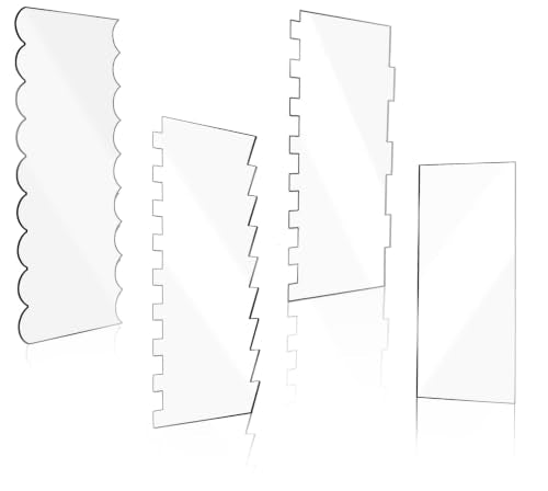 Cake Scraper 4 Pcs Set, Acrylic Smoother 7 Textured Edges