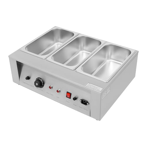 3 Tanks Commercial Chocolate Melting Machine 300W 26.46lbs Stainless Steel Electric Chocolate Tempering Machine Chocolate Warmer Melting Pot w/ 77-185°F Temp Control for Butter Cheese Cream - size: 3 Tanks, 300W