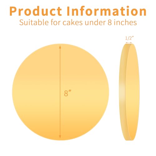 8 Inch Gold Round Cake Drum, 10-Pcs Grease-Resistant 1/2 in Thick Cake Base - color: Gold, size: 8inch/10pcs