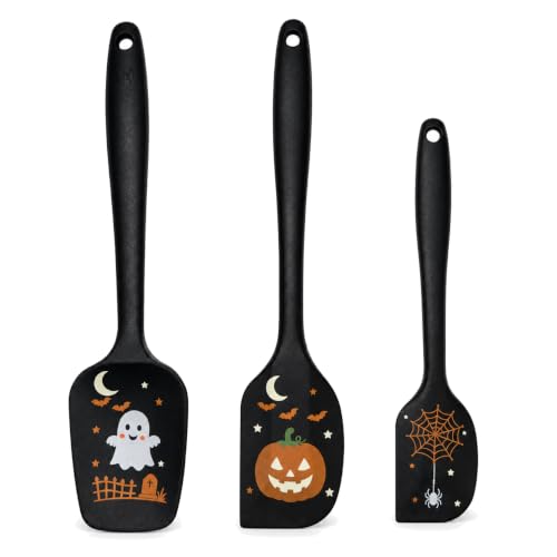 ALLWIN Halloween Silicone Spatula Set, 3-Piece, Black - color: B-Black