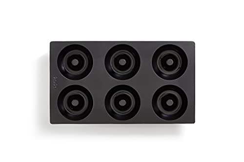 Lékué Platinum Silicone Donut Mold | 6 Non-Stick Holes For Baking - No Grease Needed | Pop-Out Oven Cake Molds | Heat-Resistant, Freezer Safe, Microwave Safe, Dishwasher Safe | Black - color: Black