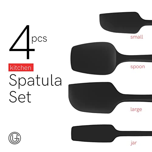 UpGood Silicone Spatula Set 600°F - High Heat Resistant Nonstick, Small and Large Kitchen Spatulas - Flexible BPA Free Professional Grade Cookware - Utensils for Cooking, Baking, Mixing(4 Pcs, Black) - color: Black
