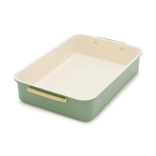 GreenPan Bakeware 13" x 9" Nonstick Rectangular Cake Pan, Sage Green - color: Sage Green, size: 13" x 9" Rectangular Cake Pan