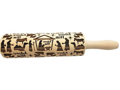 NATIVITY EMBOSSING ROLLING PIN for GINGERBREAD COOKIES for CHRISTMAS