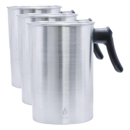 AGLARY Candle Making Pouring Pot, Double Boiler Aluminum Candle Wax Melting Pitcher，Holds for 4 Pounds Wax，with Heat-Resistant Handle and Dripless Pouring Spout,Wax melt containers，3L… (Pack of 3) - size: 3L (Pack of 3)