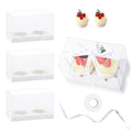 20 Packs 2 Count Clear Cupcake Boxes Cup Cake Holder Containers with Gift Ribbon Cookies Muffins Packaging for Party Baking Wedding plastic Cupcake Carrier for Treat Dessert