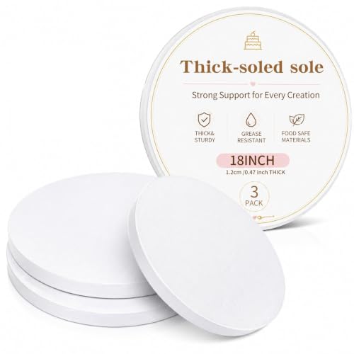 18" Round Cake Drum,1/2" Double‑Wall Corrugated Greaseproof Cake Board Base - color: White, size: 18inch/3pcs