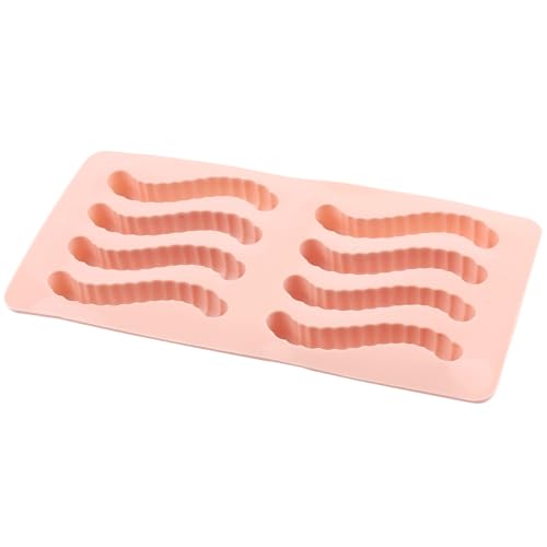 8 Cavity Worm Silicone Silicone Chocolate Molds Set Of 2 - color: Pink and Green