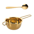 Double Boiler Melting pot with Spoon Set, 400ml Stainless Steel with Handle, Candle Making Potpourri for Melting Chocolate, Candy, Candles, Soap (Gold) - color: Gold