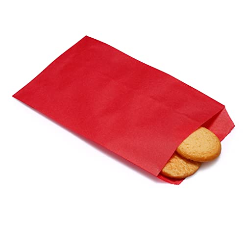 Quotidian Strawberry Red Greaseproof Paper Cookie Bags 4x6 in, 100 Count - color: Strawberry Red