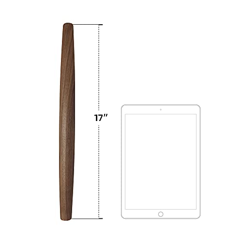 French Rolling Pin (17 Inches) –WoodenRoll Pin for Fondant, Pie Crust, Cookie, Pastry, Dough –Tapered Design & Smooth Construction - Essential Kitchen Utensil,Walnut Wood - style: Walnut Wood Rolling Pin