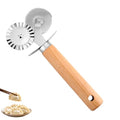 Pastry Cutter Double Wheel, Stainless Steel Ravioli Pasta Cutter Tool with Wooden Handle Professional Kitchen Baking Tool for Pasta Cookies Pie