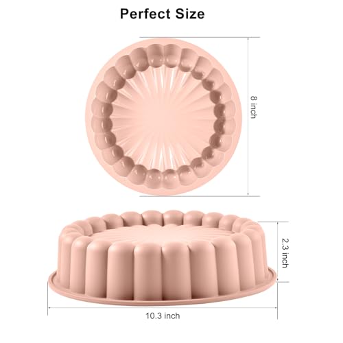 10 Inch Silicone Cake With 8 Inch Pan Set (2 Pack) - Nonstick Baking Mold for Pound Cake, Jello, Bread & Brownies, Dishwasher Safe - style: Pink-2pack