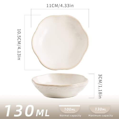 Reactive Glaze Dipping Bowls, Soy Sauce Dishes Set of 4 - color: White
