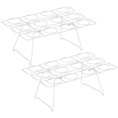 2 Pack Ice Cream Cone Holders Rack with 12 Holes Cake Cone Stand, White - color: White