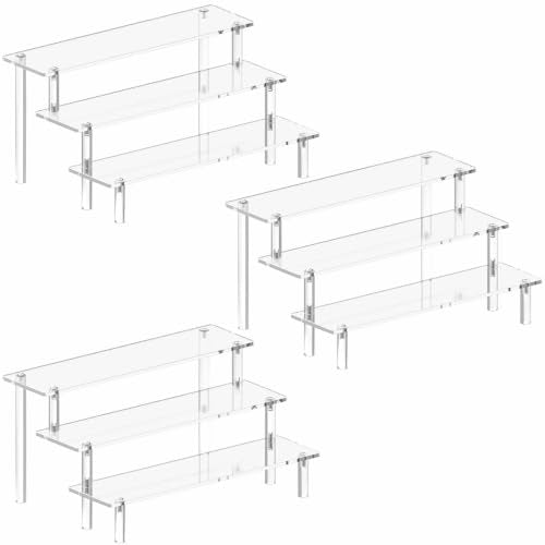 3PCS Acrylic Display Risers, 3 Tier Perfume Organizer, Clear Cupcake Stand - size: 3PACK Large 11.8IN
