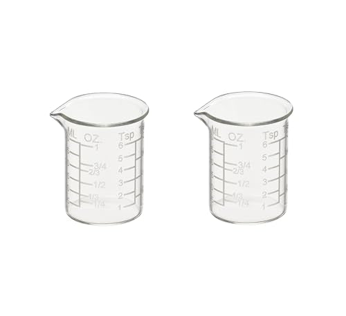 Ackers Etching Scale Measuring Glass V-Shaped Spout Made of High Borosilicate Glass Measuring for Kitchen or Restaurant, Easy to Read,30ML (1 Oz) 丨(2 Pack) - size: 30 ml (1 oz)