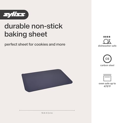 Zyliss E980192 Non-Stick Baking Sheet | Carbon Steel | Dark Blue | Baking Tin/Bakeware/Roasting | Dishwasher Safe | 5 Year Guarantee - style: Baking Sheet