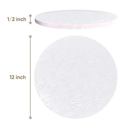 Cakebon Cake Boards 12" White Round Cake Drums 1/2" Thick Smooth Edge 1Pack - color: White (Smooth Edge), size: 12 Inch