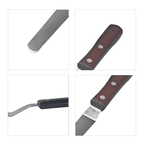 Offset Spatula, 4 Inch Stainless Steel Blade with Wood Handle for Cake Decorating and Icing - size: 4 Inch