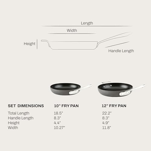 All-Clad HA1® Nonstick Fry Pan Set with lids, 2-Piece Set - size: 10" & 12" 2-Piece Fry Pan Set