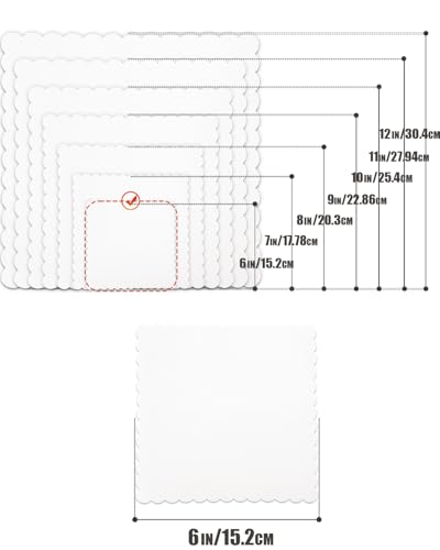 qiqee White 6 Inch Wave Cake Boards 160-Packs Squares Base Food-Grade Cardboard Wave Cake Plate（Thinner But Stronger） - size: 6 inch/ 160 Pcs/ White