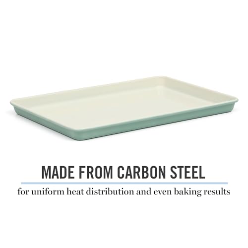 Martha Stewart Gallen 13 x 9 Inch Nonstick Carbon Steel Cookie Sheet - Teal Durable Baking Pan for Cookies, Brownies & Roasting - color: Teal, size: 13" Cookie Sheet