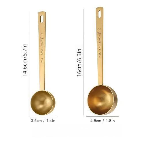 Coffee Spoon Stainless Steel Long-Handled Spoon, 1 and 2 Tbsp Spoon Gold - color: Gold Long