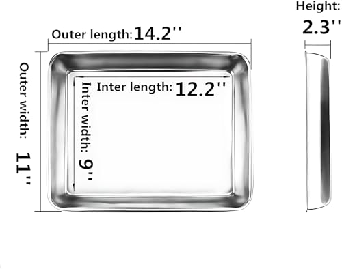 Old Tjikko Quarter Sheet Pan 14.2'' x 11'', 304 Stainless Steel Cookie Sheet Tray, Nonstick Baking Pan for Oven, Toaster, Cookie and Roasting, Dishwasher Safe & Rust Resistant - size: 14.2‘’ x 11''