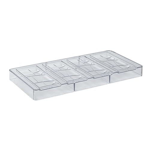 Restaurantware-Pastry Tek 10.8 x 5.3 Inch Chocolate Bar Molds, 10 Dishwashable Chocolate Molds - 4 Cavities, Freezable, Clear Polycarbonate Candy Mold, For Protein and Energy Bars, Easy To Release - size: 10 Count | 10.8 x 5.3 Inch, style: Bar