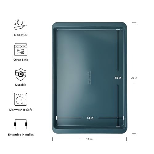 KitchenAid Nonstick Aluminized Steel Baking Sheet, Dishwasher Safe, Agave, 13x18 Inch - color: Agave, size: 13 x 18 Inch