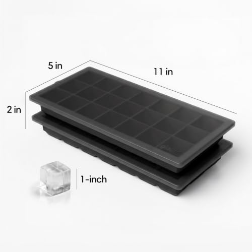 Ice Cube Tray with Lids, Small Silicone Molds for Cocktails & Drinks - color: Black