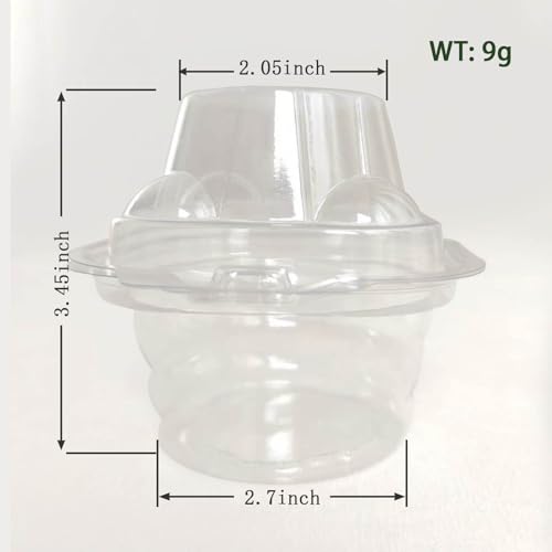 100 Pack Single Cupcake Container,Plastic Cake Cartons With Hinges - size: 100 Pack Cupcake Container
