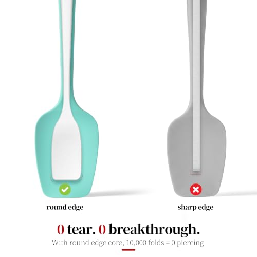 600ºF Heat Resistant Silicone Spoon Spatula for Cooking, Aqua Sky - color: Aqua Sky, size: 11.34in - Spoon Spatula