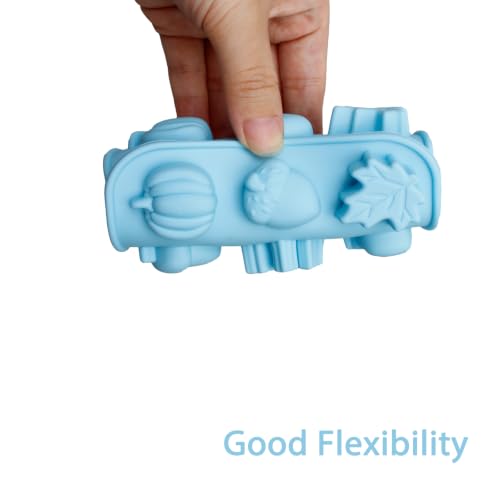 2PCS Fall Thanksgiving Silicone Molds for Chocolate, Candy, Jelly, Craft - color: Blue(18 Cavity)-R0268