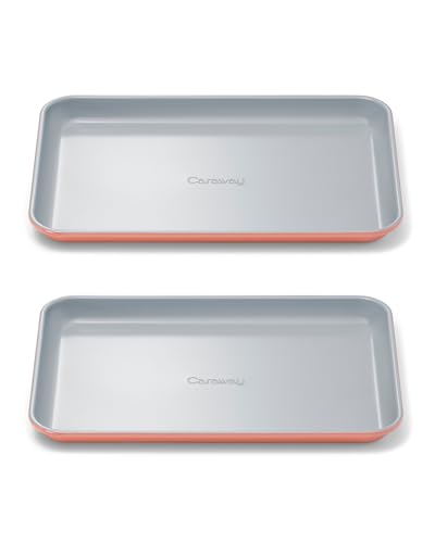 Caraway Non-Stick Ceramic Small Baking Sheet Duo - color: Perracotta, size: 2x Small 9" x 13"