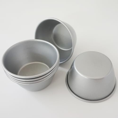 3 Inch Metal Pudding Molds, Mini Egg Tart Pan, Round Flan Baking Cup - size: 3.3" x2.2" x1.57" Carbon Steel