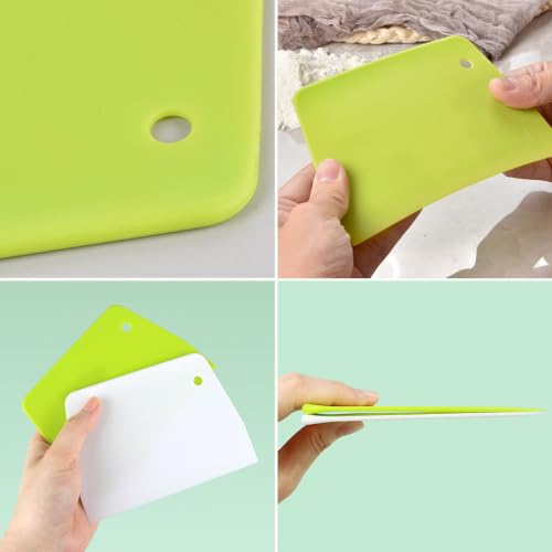 8 Pcs Dough Scraper Bowl Scraper, 4 Colors Flexible Plastic Bench Scraper, Food Safe Multipurpose Dough Cutter Scraper for Bread Dough Cake Fondant Icing Baking Cooking
